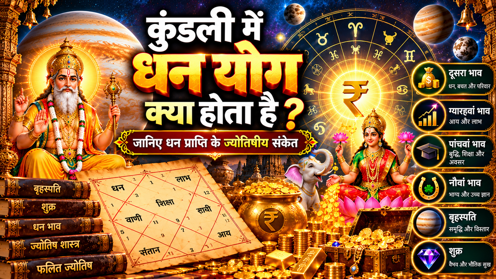 कुंडली में धन योग क्या होता है? जानिए धन प्राप्ति के ज्योतिषीय संकेत