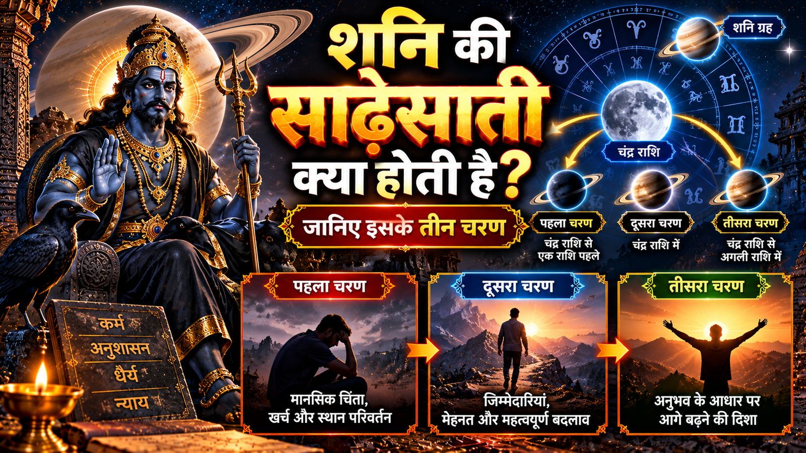 शनि की साढ़ेसाती क्या होती है? जानिए इसके तीन चरण